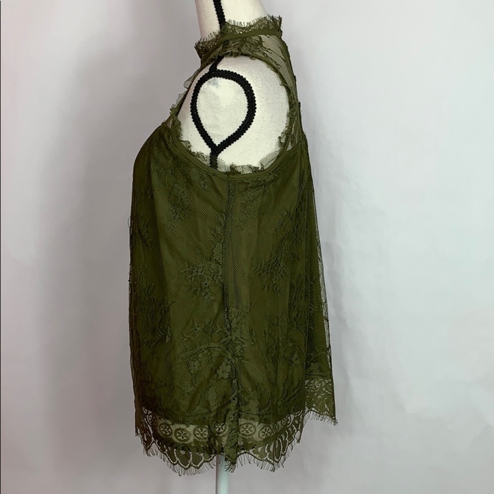 Xhilaration sleeveless olive green lace top - Picture 3 of 7